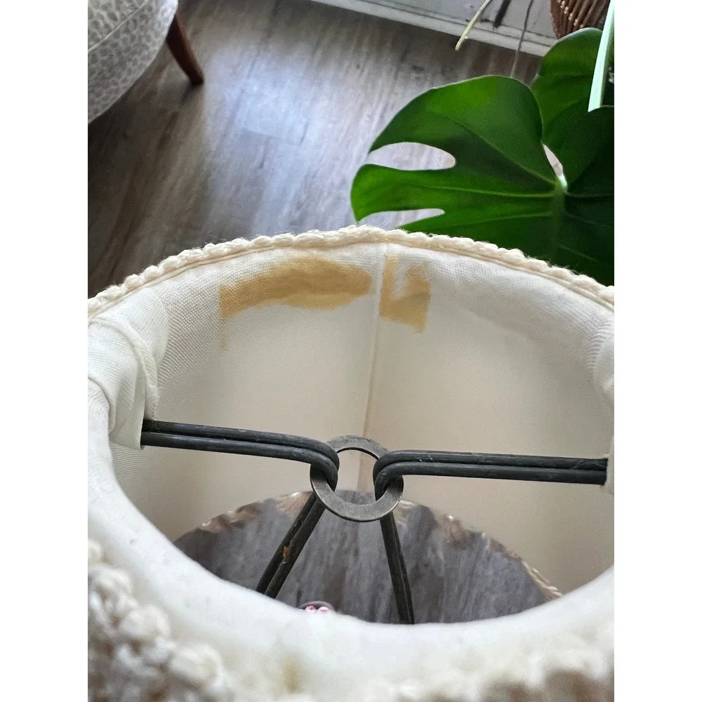 Vintage  Cream Pleated Tassel Fringe Lamp Shade Clip On Bell Small 7.5in